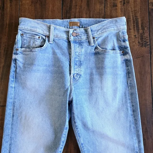 Mother The Scrapper Ankle Button Fly High Rise Stretch Straight Leg Jeans Sz 26