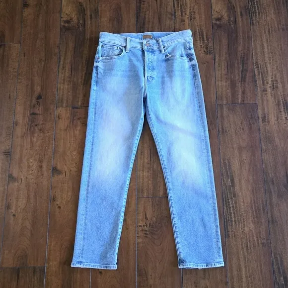 Mother The Scrapper Ankle Button Fly High Rise Stretch Straight Leg Jeans Sz 26