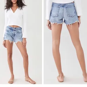 MOUSSY VINTAGE MV Shirley High Rise Cut Off Distressed Jean Shorts Size 28