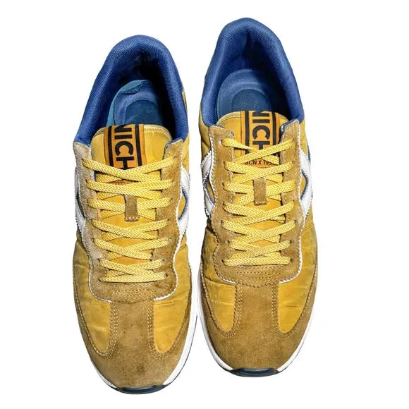 Munich Men's Dynamo 51 Retro Mustard Yellow &amp; Navy Sneakers, Blokecore | 11.5