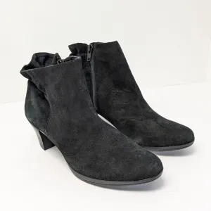 Munro Alfie Ruched Ankle Boots, Black Suede, Women's 8.5 Narrow