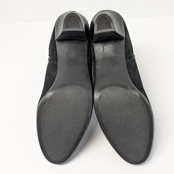 Munro Alfie Ruched Ankle Boots, Black Suede, Women's 8.5 Narrow