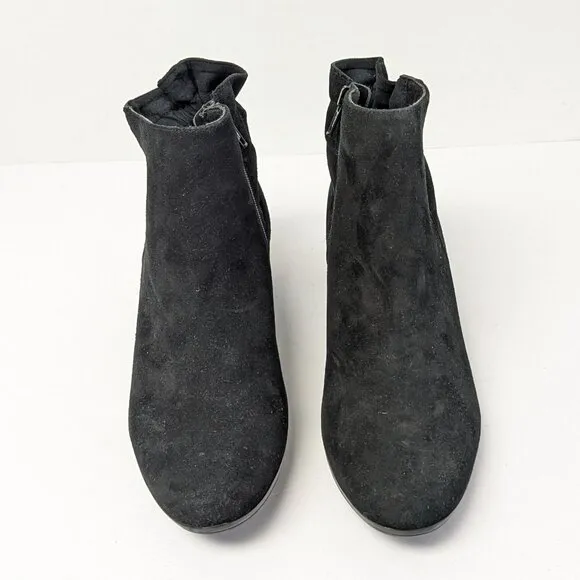 Munro Alfie Ruched Ankle Boots, Black Suede, Women's 8.5 Narrow