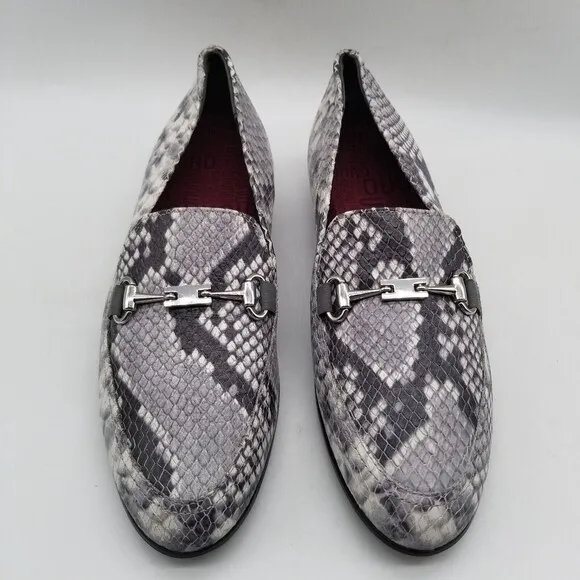 Munro Women Gray Snake Print Leather Harrison Loafers Flats 6 M