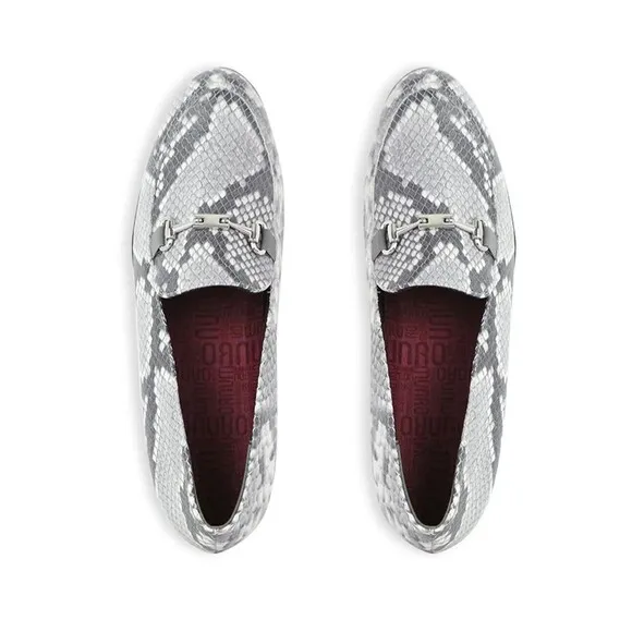 Munro Women Gray Snake Print Leather Harrison Loafers Flats 6 M
