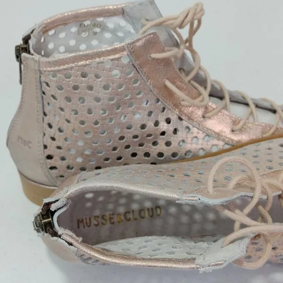 Musse &amp; Cloud Aiden Perforated Flat Sandal Metallic Rose Pink Color Size…