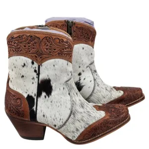 MYRA BAG Silverado Hair On Tooled Leather Shortie Cowboy Boots Size 6-11 NWT