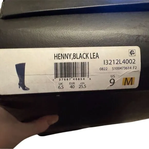 Naturalizer Women's Henny Black Leather Knee High Boots Size 9