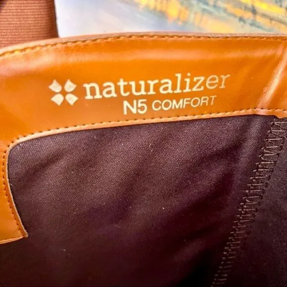 NATURALIZER JOHANNA RIDING LEATHER BOOTS CINNAMON BROWN 7.5WW NEW
