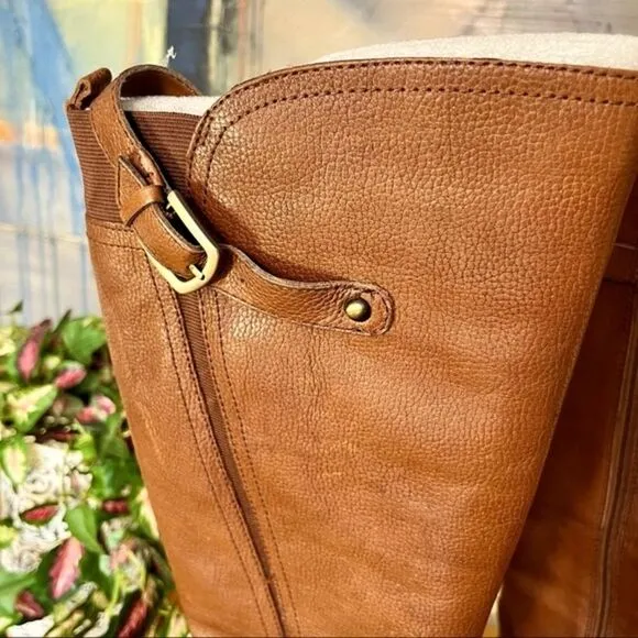 NATURALIZER JOHANNA RIDING LEATHER BOOTS CINNAMON BROWN 7.5WW NEW