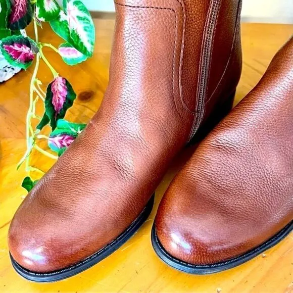 NATURALIZER JOHANNA RIDING LEATHER BOOTS CINNAMON BROWN 7.5WW NEW