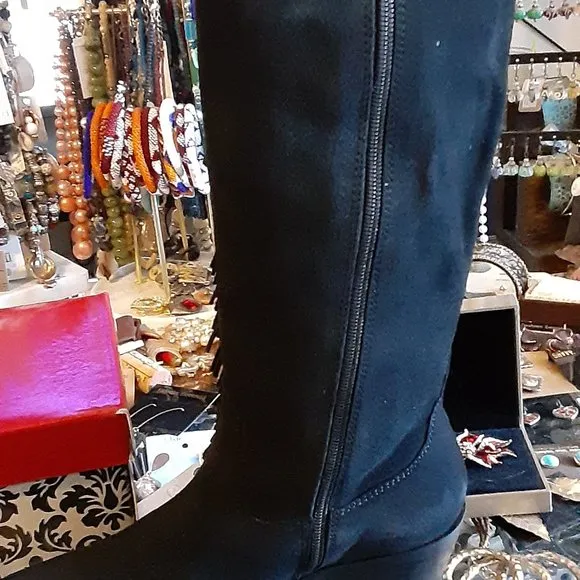 NAUGHTY MONKEY WESTERN STYLE BOOTS WITH SILVER TRIM CONCH AND FRINGE