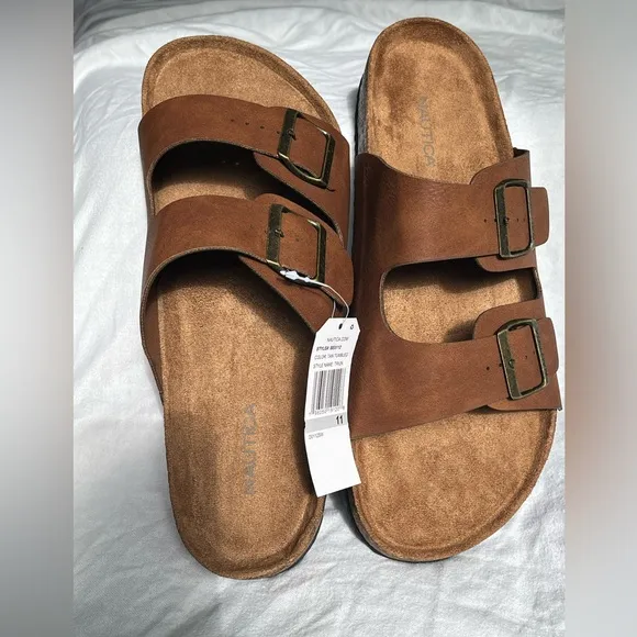 Nautica Brand New Men Adjustable Double Buckle Comfortable-Slide-Slip On-Sandal