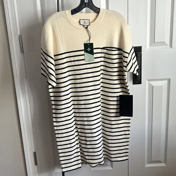 Navy Knit Striped Frenchie DressTUCKERNUCK