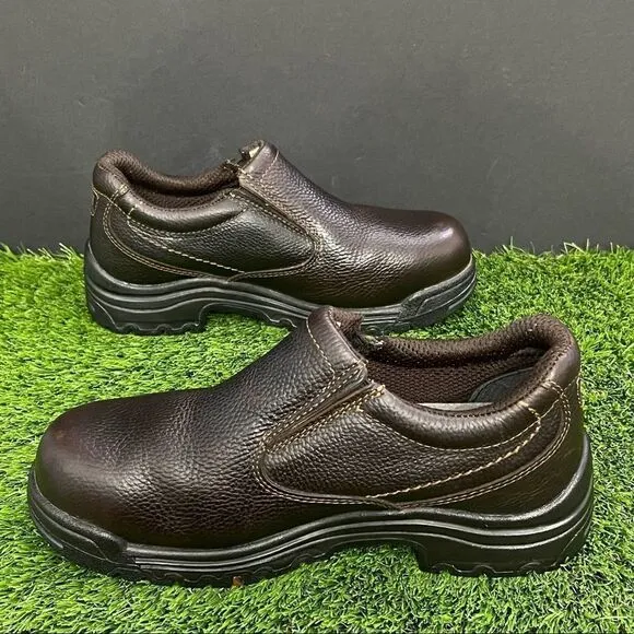 Near new! Timberland Pro TITAN Dark Brown Leather Loafers. Size 9.5M.