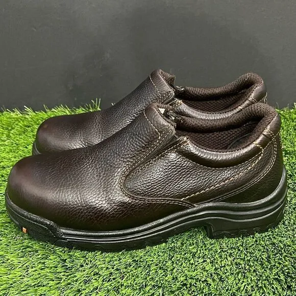 Near new! Timberland Pro TITAN Dark Brown Leather Loafers. Size 9.5M.