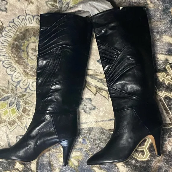 Neiman Marcus Vintage Italian Leather Black Knee Boots
