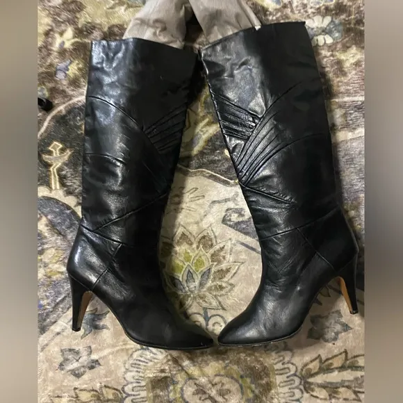 Neiman Marcus Vintage Italian Leather Black Knee Boots