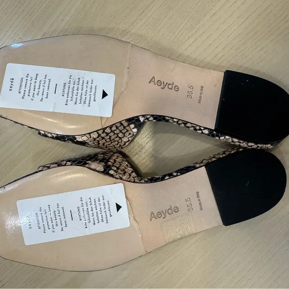 NEVER WORN - Aeyde Anna Snake Effect Skin Flat Slides / Sandals, size 35.5
