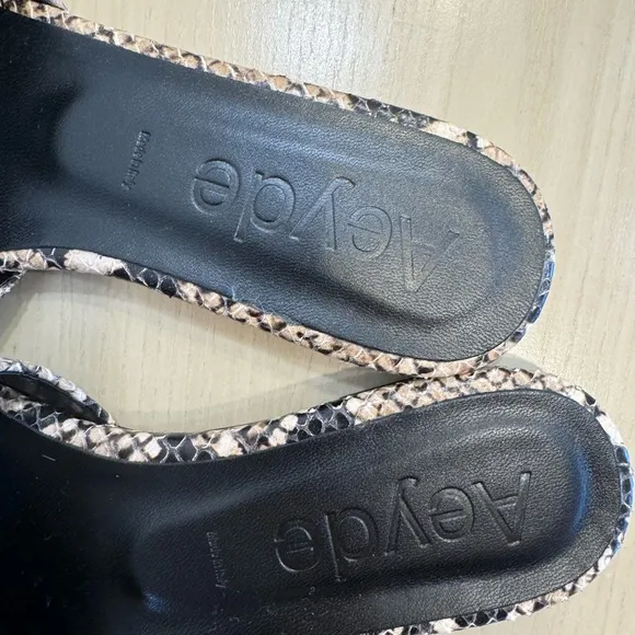 NEVER WORN - Aeyde Anna Snake Effect Skin Flat Slides / Sandals, size 35.5