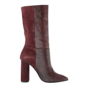 New 42 Gold Kolby Brown Mahogany Maroon  Dark Red Snakeskin boots Heels size 6