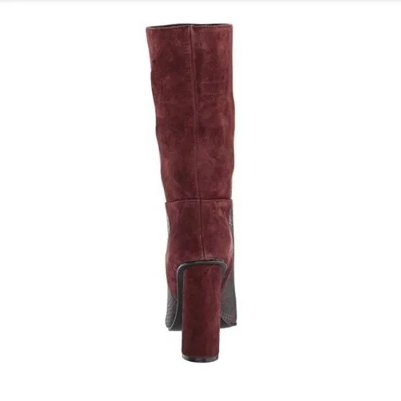 New 42 Gold Kolby Brown Mahogany Maroon  Dark Red Snakeskin boots Heels size 6