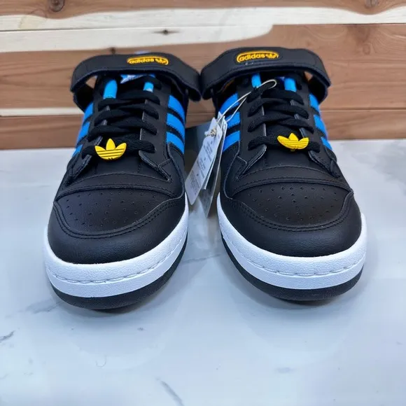 NEW-Adidas Forum Low Mens Shoes Black-Pulse Blue-Collegiate Gold FZ5890 size 9.5