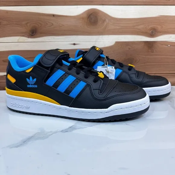 NEW-Adidas Forum Low Mens Shoes Black-Pulse Blue-Collegiate Gold FZ5890 size 9.5