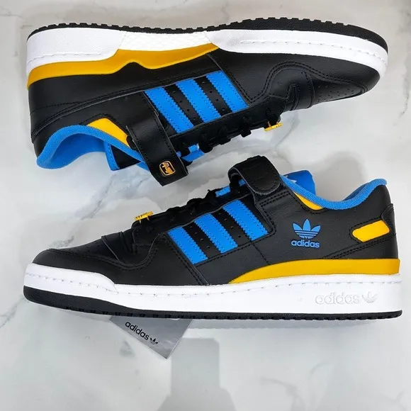 NEW-Adidas Forum Low Mens Shoes Black-Pulse Blue-Collegiate Gold FZ5890 size 9.5