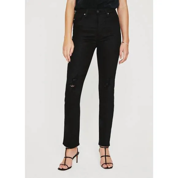 NEW AG JEANS alexxis slim straight leg jean in blackboard