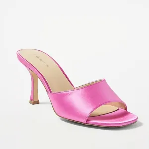 NEW ANN TAYLOR Studio Collection Pink Satin High Heel Mule Sandals SIZE 9.5