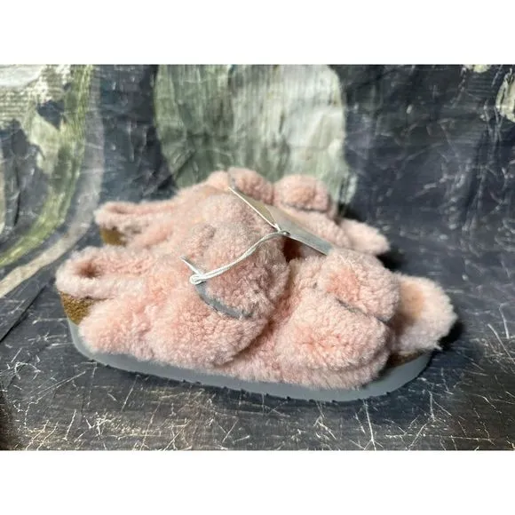 New  Arizona Teddy Shearling Birkenstock Sandals Size EU 37