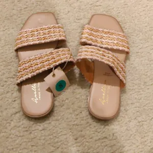 New Avellini Made in Italy Braided Band Sandals Women  Tan/blush pink