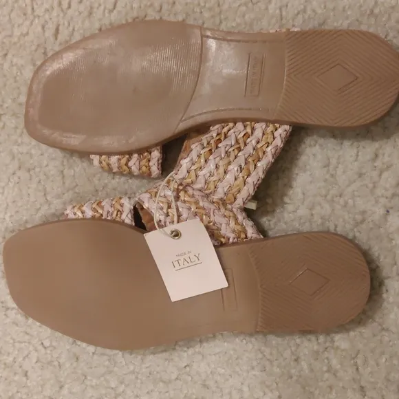 New Avellini Made in Italy Braided Band Sandals Women  Tan/blush pink