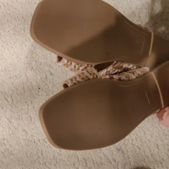 New Avellini Made in Italy Braided Band Sandals Women  Tan/blush pink