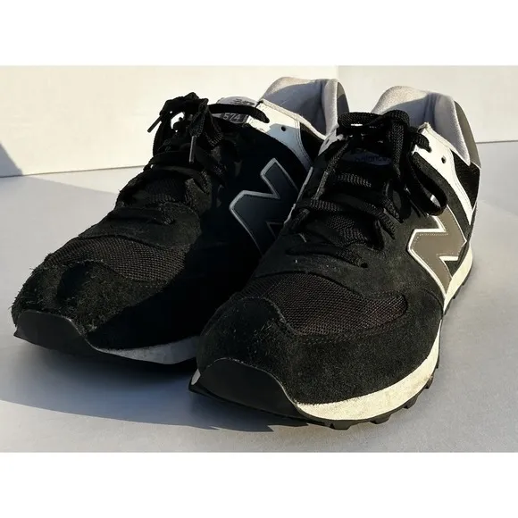 New Balance 574 Classics Black Grey White Suede Retro Mens Sneakers Size 14