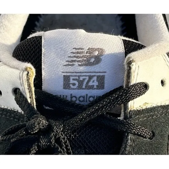 New Balance 574 Classics Black Grey White Suede Retro Mens Sneakers Size 14