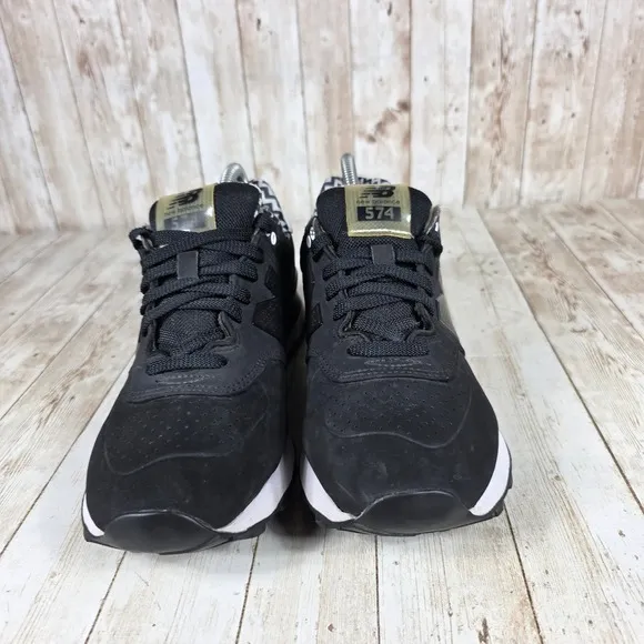 New Balance 574 Sneakers Casual Walking Shoes Black White Size 9