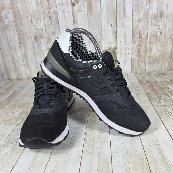 New Balance 574 Sneakers Casual Walking Shoes Black White Size 9