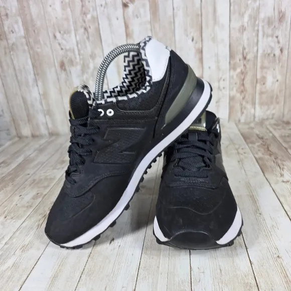 New Balance 574 Sneakers Casual Walking Shoes Black White Size 9