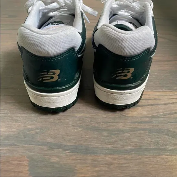 New Balance White and Green Retro Sneakers