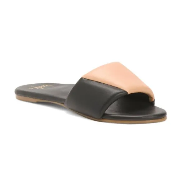 NEW BEEK Leather Bluebird Flat Sandals Black/beige for women 764mn