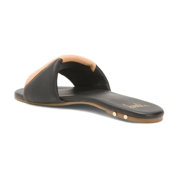 NEW BEEK Leather Bluebird Flat Sandals Black/beige for women 764mn