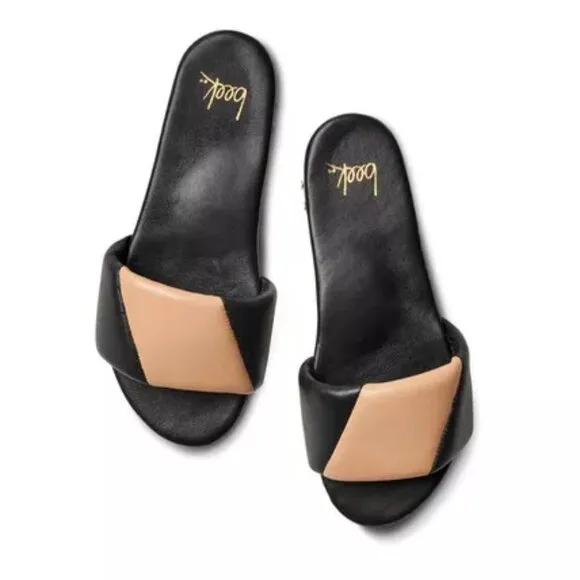 NEW BEEK Leather Bluebird Flat Sandals Black/beige for women 764mn