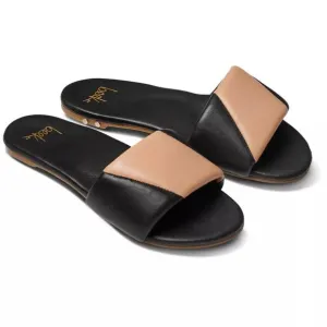 NEW BEEK Leather Bluebird Flat Sandals Black/beige for women 764mn