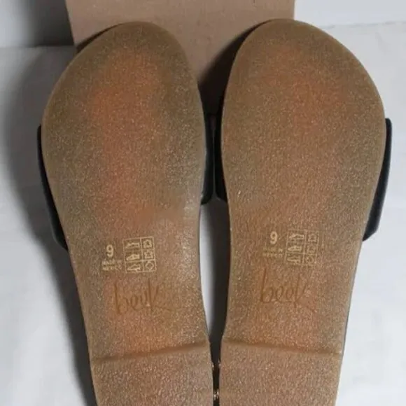 NEW BEEK Leather Bluebird Flat Sandals Black/beige for women 764mn