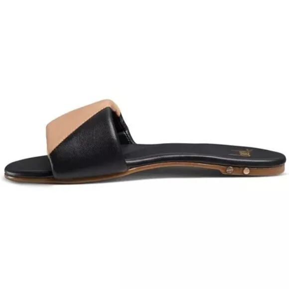 NEW BEEK Leather Bluebird Flat Sandals Black/beige for women 764mn