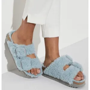 New Birkenstock Arizona Teddy Big Buckle Shearling Sandals