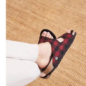 NEW Birkenstock ArizonaShearling plaid red wool/black shearling Size US 11