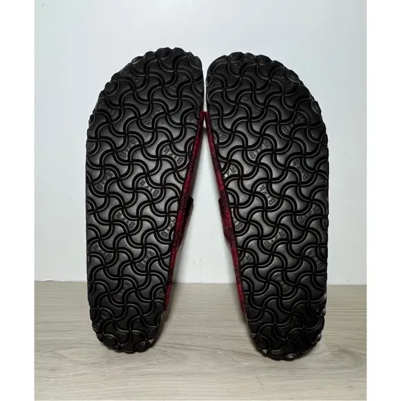 NEW Birkenstock ArizonaShearling plaid red wool/black shearling Size US 11